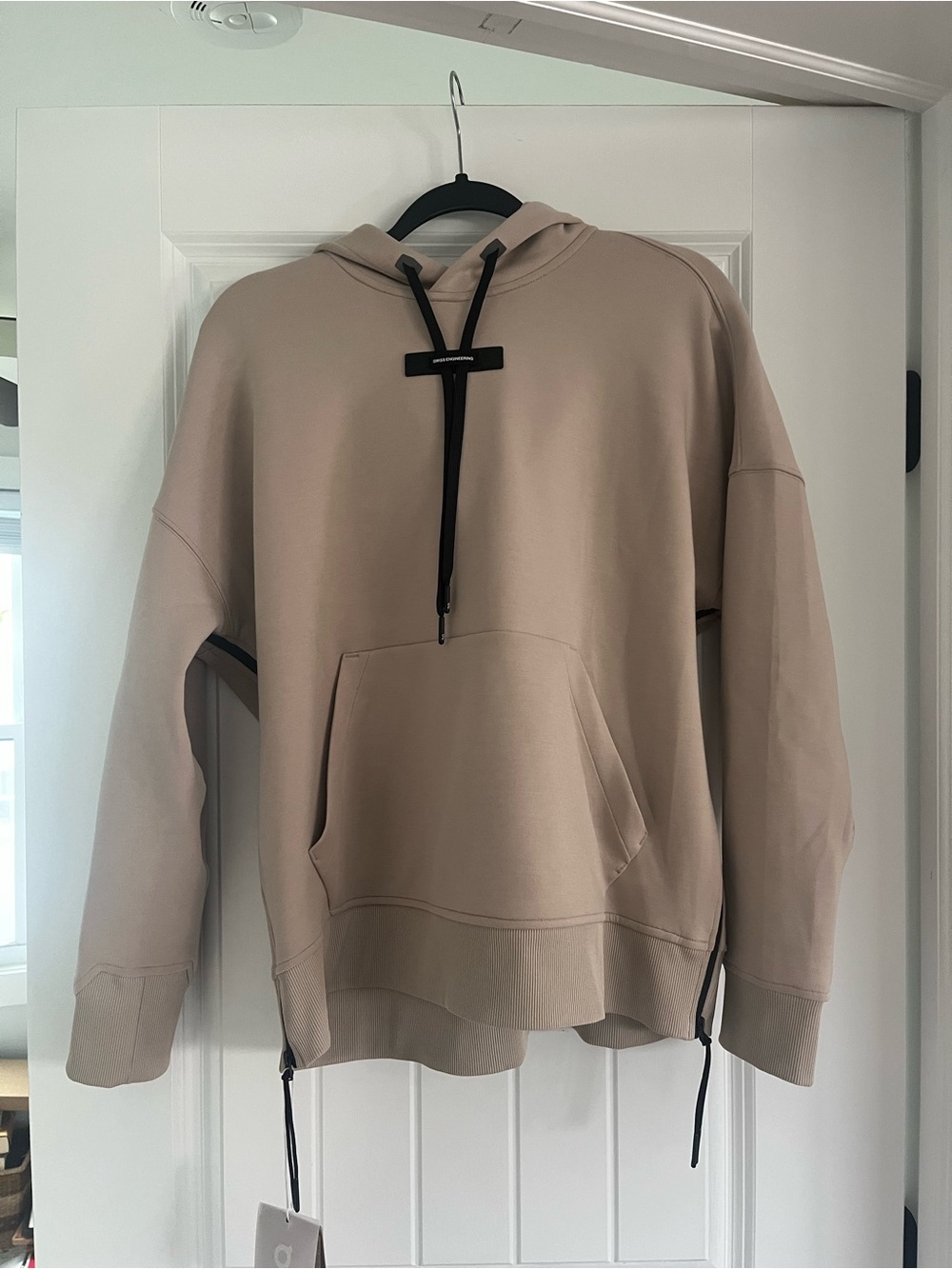 On Running Light Heather Gray Hoodie with Black Drawcords